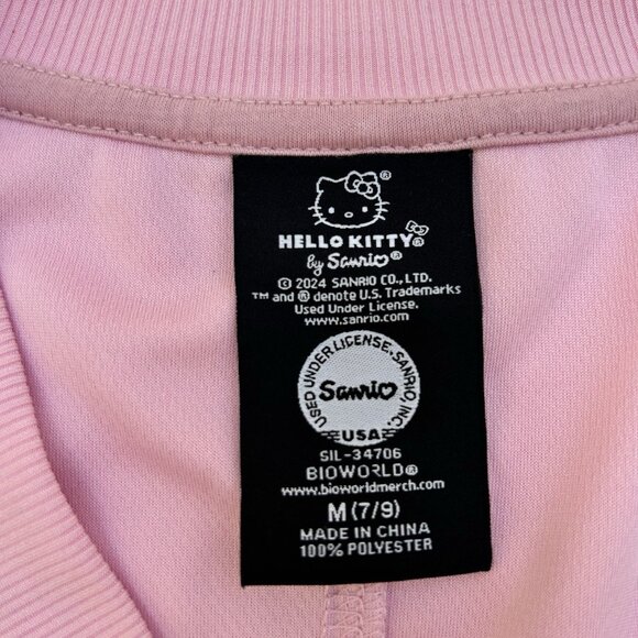 Hello Kitty Sanrio Pink Cropped Jersey Womens Size Medium 7/9 Cute Football - Picture 5 of 6